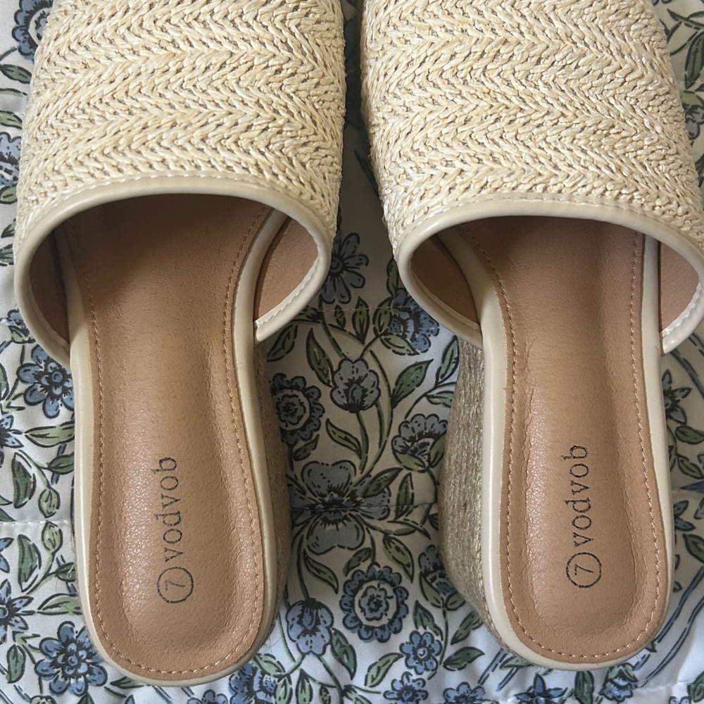COPY - Women's Cream Woven Slip-On Sandals